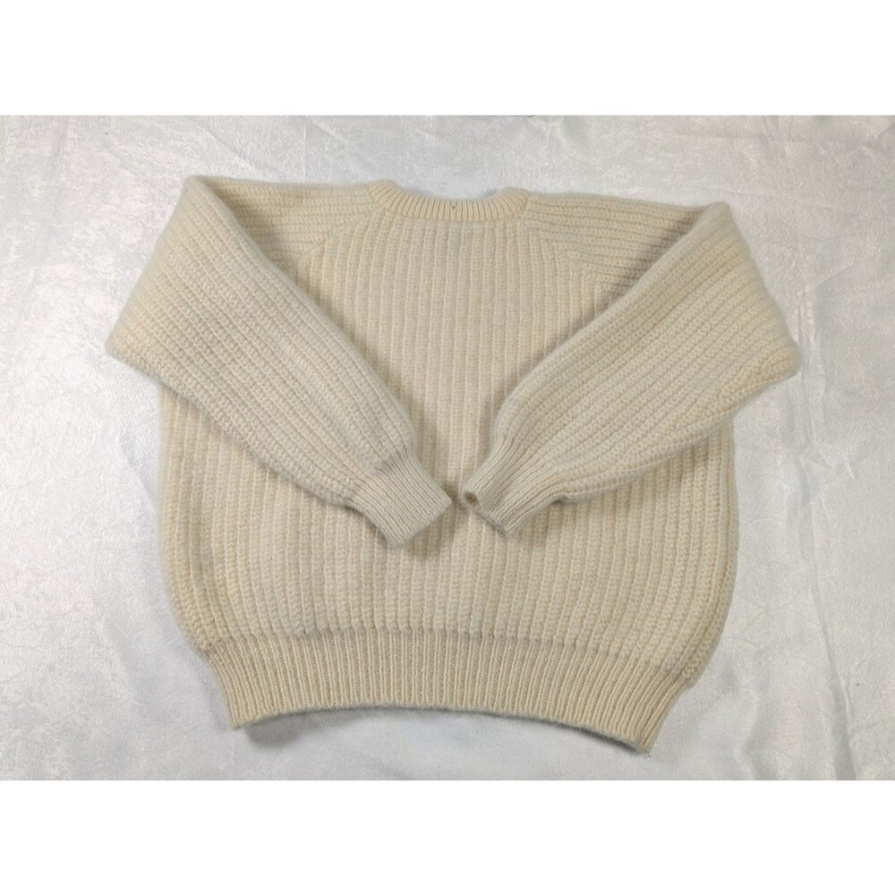Vintage Jumbuk Wools Australia Pure New Wool Sweater M Cream Rib Knit - Picture 2 of 9